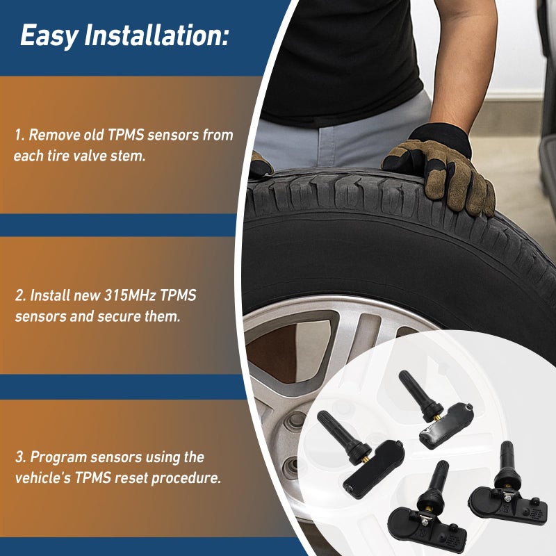 Torquizo TPMS Sensor 315Mhz 4 PCS Tire Pressure Sensors Compatible with Ford 2005-2011 Escape Edge Expedition Explorer Flex Focus F-150 Fusion MKS MKT MKX MKZ Mazda Mercury Replace Part 6F2Z1A189A 7L1Z1A189A - Image 5