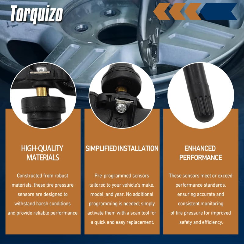 Torquizo TPMS Sensor 315Mhz 4 PCS Tire Pressure Sensors Compatible with Ford 2005-2011 Escape Edge Expedition Explorer Flex Focus F-150 Fusion MKS MKT MKX MKZ Mazda Mercury Replace Part 6F2Z1A189A 7L1Z1A189A - Image 4