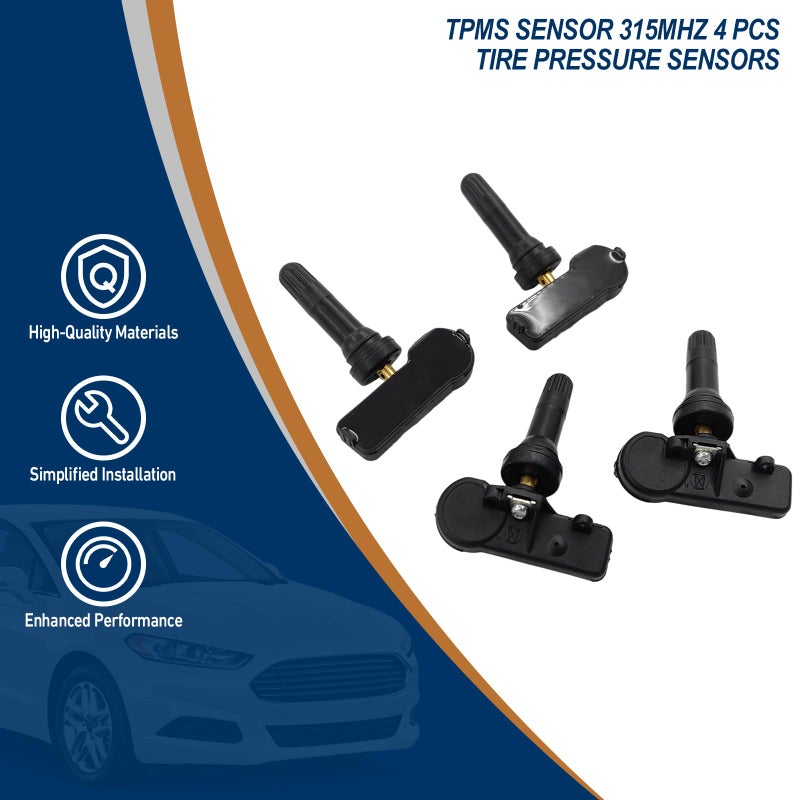 Torquizo TPMS Sensor 315Mhz 4 PCS Tire Pressure Sensors Compatible with Ford 2005-2011 Escape Edge Expedition Explorer Flex Focus F-150 Fusion MKS MKT MKX MKZ Mazda Mercury Replace Part 6F2Z1A189A 7L1Z1A189A - Image 2