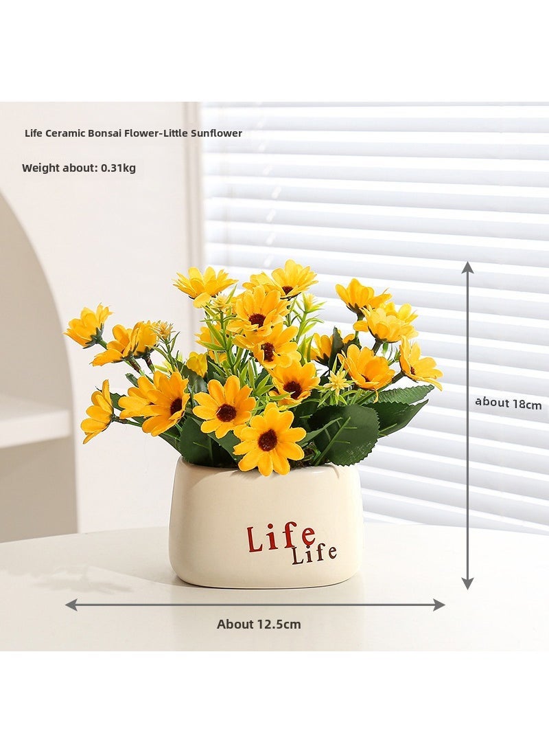 Generic Artificial Hydrangea Potted Plant Decor Small Sunflower-Life Basin 