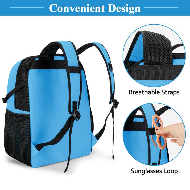 Fasrom Mesh Beach Bag Backpack with Wet Item Pocket, Swim Backpack for Pool, Travel and Gym (Patent Design, Empty Bag Only), Blue - Image 4