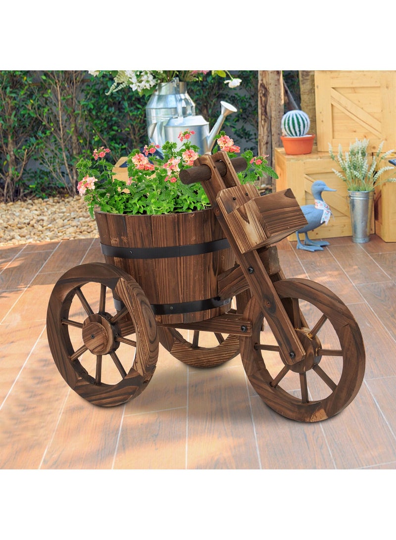 DubaiGallery Home,Garden, Decoration Artificial Plants Tricycle-Shaped Wooden Flower Pot - Brown - Image 3