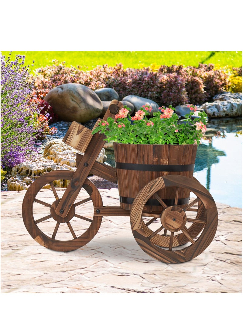 DubaiGallery Home,Garden, Decoration Artificial Plants Tricycle-Shaped Wooden Flower Pot - Brown - Image 2