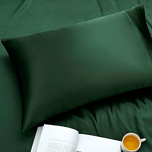 Ersmak Satin Pillowcase Standard Set of 2, Ultra Soft & Silky Satin Pillow Cases for Hair and Skin, Wrinkle Fade Resistant Pillow Covers with Envelope Closure (Dark Green) - Image 5