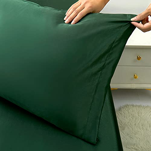 Ersmak Satin Pillowcase Standard Set of 2, Ultra Soft & Silky Satin Pillow Cases for Hair and Skin, Wrinkle Fade Resistant Pillow Covers with Envelope Closure (Dark Green) - Image 4