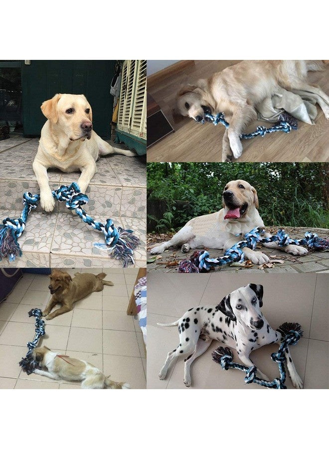 لعبة حبل قطني للكلاب للمضغ العدواني، ألعاب شد الحبل القوية للكلاب الكبيرة مع عقد، لعبة مضغ حبل قطني متين للكلاب المتوسطة والكبيرة - قابلة للغسل (حبل مكون من 5 عقد) - Image 4