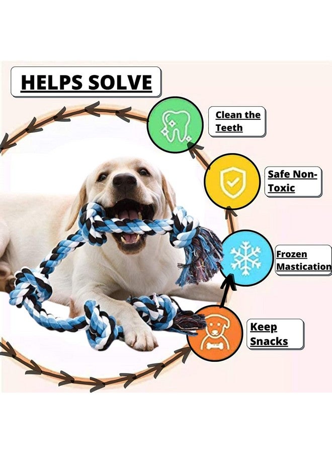 لعبة حبل قطني للكلاب للمضغ العدواني، ألعاب شد الحبل القوية للكلاب الكبيرة مع عقد، لعبة مضغ حبل قطني متين للكلاب المتوسطة والكبيرة - قابلة للغسل (حبل مكون من 5 عقد) - Image 3