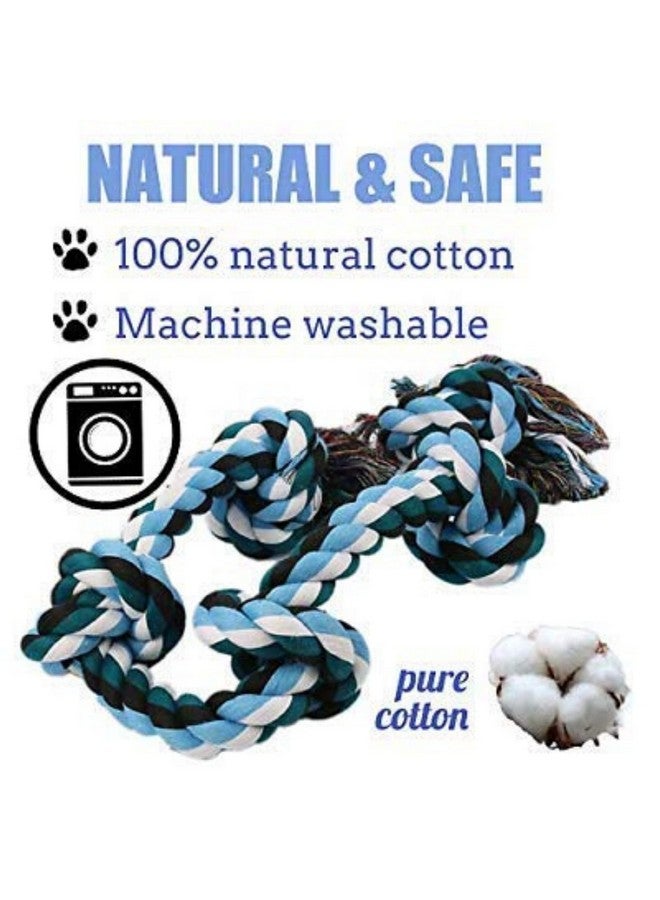 لعبة حبل قطني للكلاب للمضغ العدواني، ألعاب شد الحبل القوية للكلاب الكبيرة مع عقد، لعبة مضغ حبل قطني متين للكلاب المتوسطة والكبيرة - قابلة للغسل (حبل مكون من 5 عقد) - Image 5