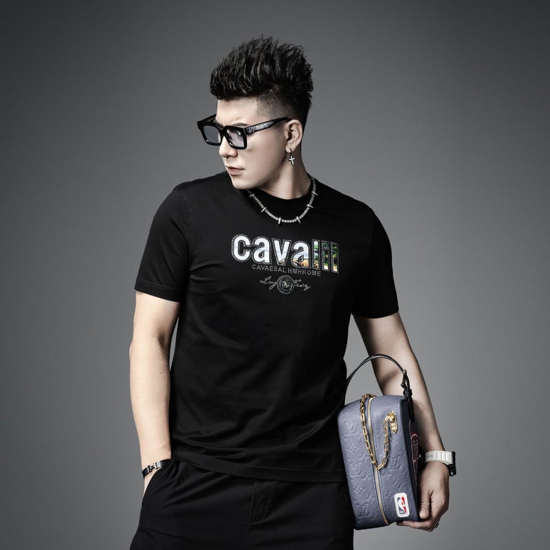 European Station Saint-Sifan 2024 Arrival Men'S Short-Sleeved Trendy Brand Printed Letter Drilling Top Round Neck T-Shirt - Image 1
