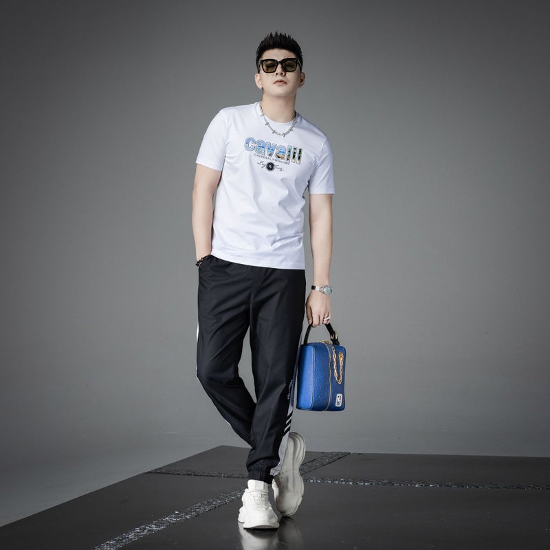 European Station Saint-Sifan 2024 Arrival Men'S Short-Sleeved Trendy Brand Printed Letter Drilling Top Round Neck T-Shirt - Image 3