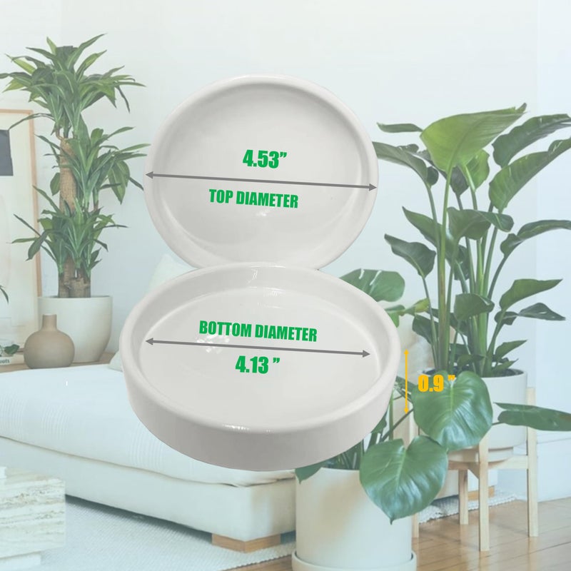 Yukfona Plant Saucer Pot Tray Planter Saucers 4 Pack 4 in,5 6 7 8 9 10 11 12 13 Inch for Indoors Outdoor, Durable Sturdy Ceramic Flower Drainage drip Water Tray for Glazed Pots Base (4 Inch-White) - Image 2