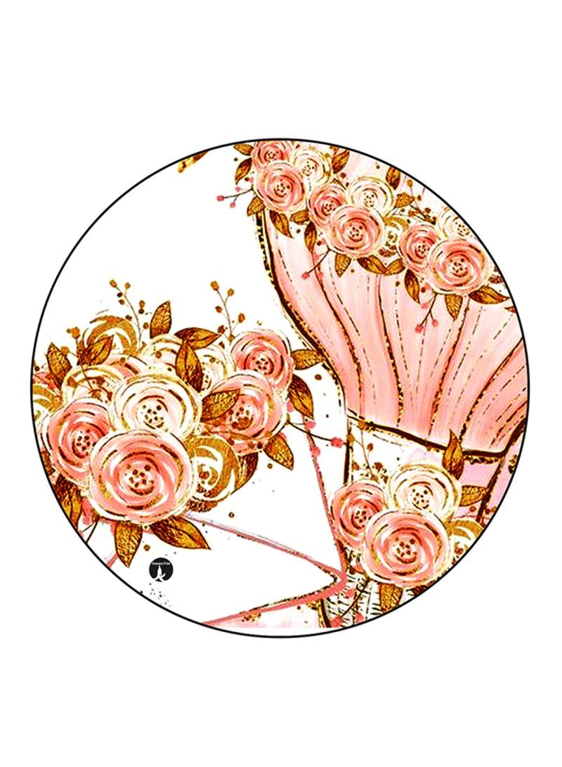 Flowers Printed Mouse Pad  Round  Multicolour