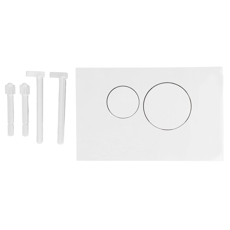 Toilet Water Tank Panel White ABS Squared Round Button Dual Flush Panel with Concealed Columns - Image 1