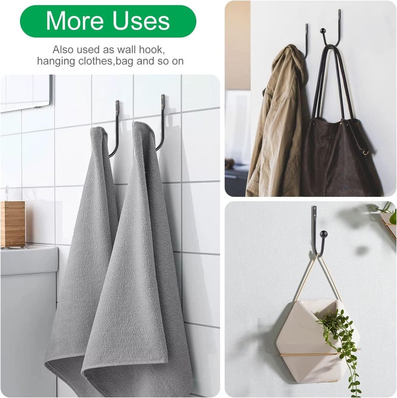gobutend Curtain Holdbacks, 2pcs Curtains Holder Wall Mounted Drapery Tiebacks Retro Window Hook for Home Decor, Matte Black - Image 4