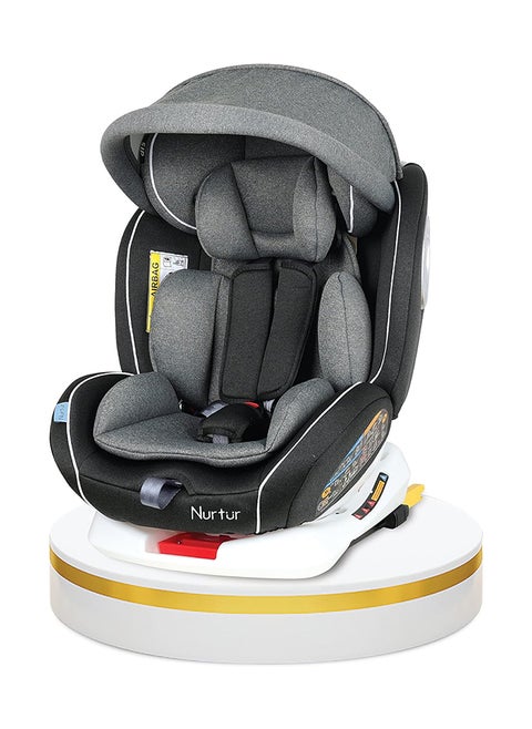 Ultra Baby 4 In 1 Car Seat  Isofix  9-Level Adjustable Headrest And Canopy  Upto 36Kg Shiny Grey