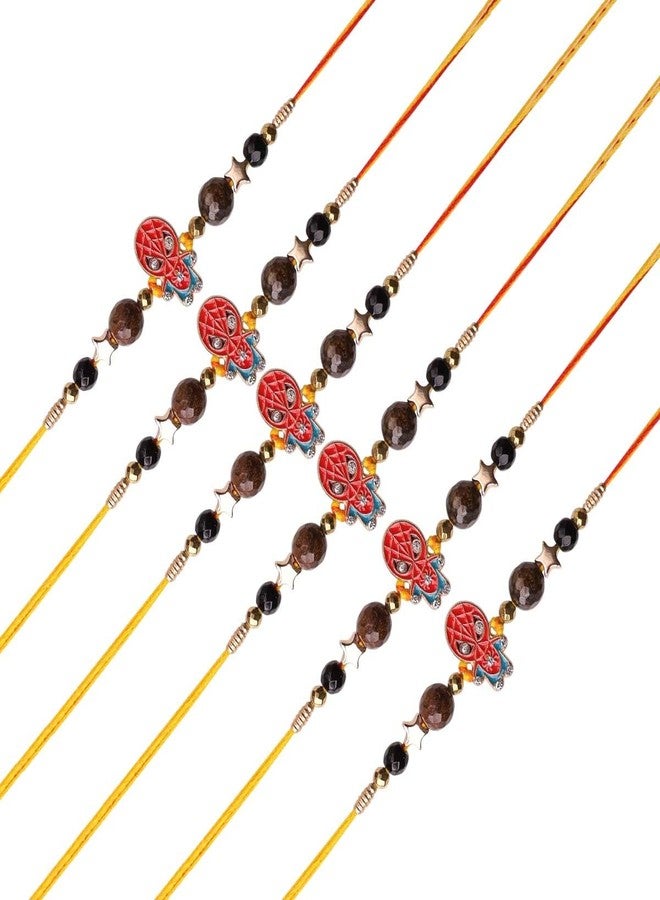 Shubhanjali Spiderman Protection Rakhi for Kids Pack of 6 | Superhero Cartoon Rakhi for Brother | Designer Raksha Bandhan Rakhi's for Little Bhaiya with Roli Chawal, Greeting Card & Potali Gift Set - Image 1