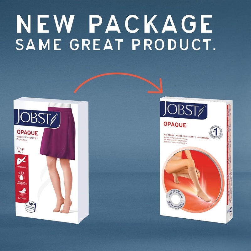 JOBST Opaque Open Toe Knee High Compression Stockings 20-30 mmHg - Natural, Medium Size - Image 4
