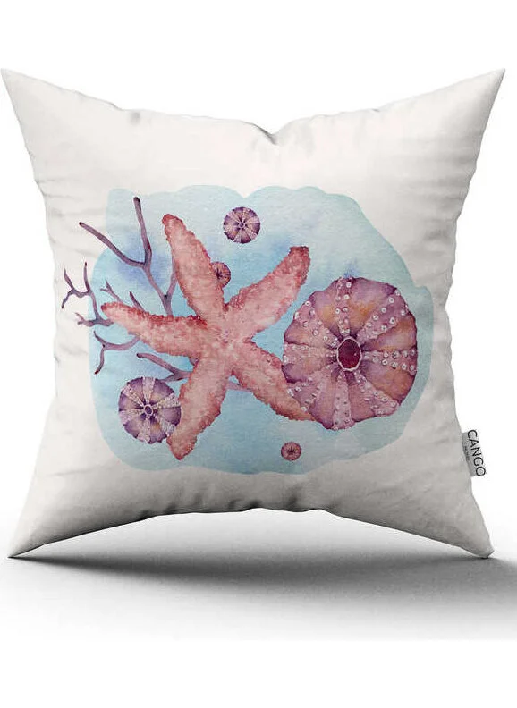 Cango Home Double-Sided Blue Pink Marine Patterned Digital Printed Cushion Cover CGH1161