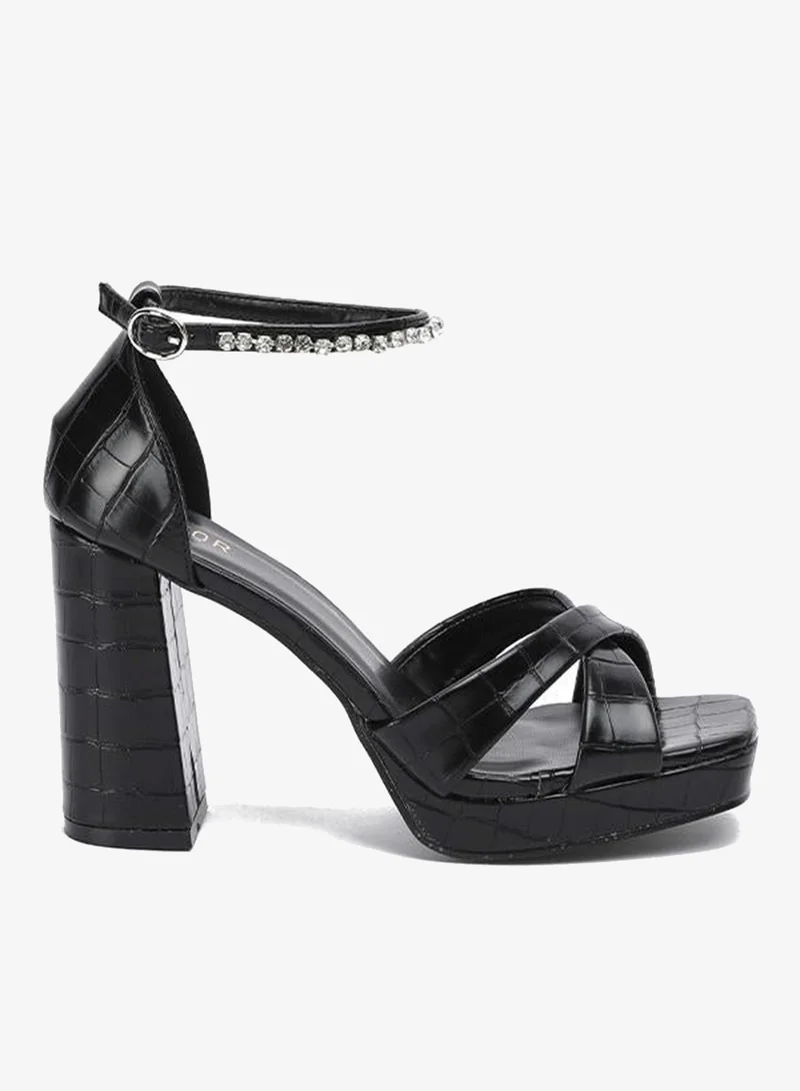 فايور Diamante Buckle Ankle Strap Sandal HL 135