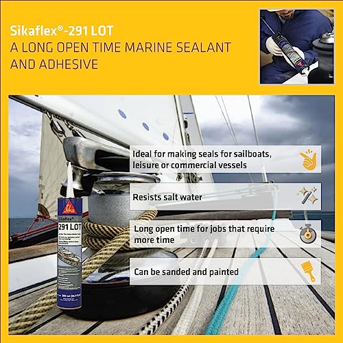 SIKA سيكا سيكافليكس-291 لوت أسود، لاصق ومSealant بحري متعدد الاستخدامات، مرن وغير قابل للتآكل - 10.1 أونصة سائلة - Image 3