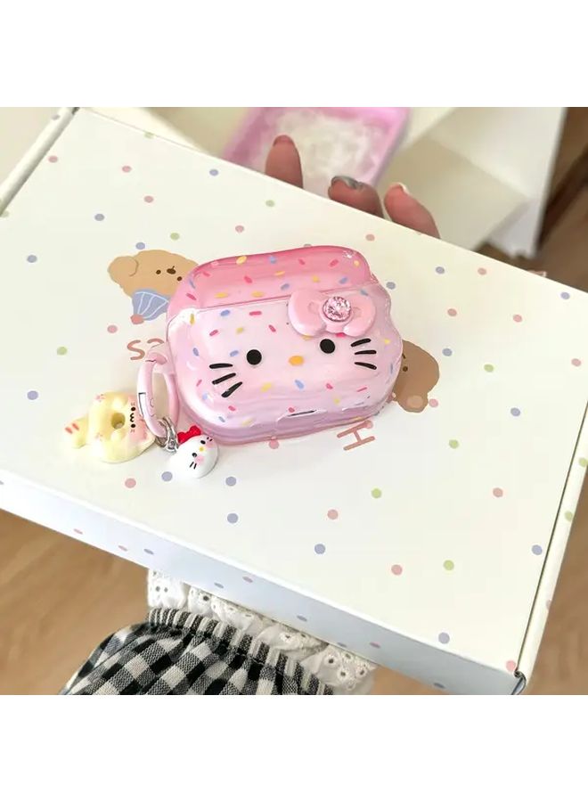 Sanrio Cute Pink Cat Ice Cream Headphone Case With Bow For Airpods 1 2 Generation - Image 1