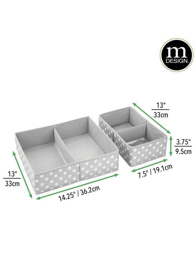 mDesign Fabric Drawer Organizer Bins, Kids/Baby Nursery Dresser, Closet, Shelf, Playroom Organization, Hold Clothes, Toys, Diapers, Bibs, Blankets, Set Of 2, 4 Pack, Gray/White Polka Dot - Image 3