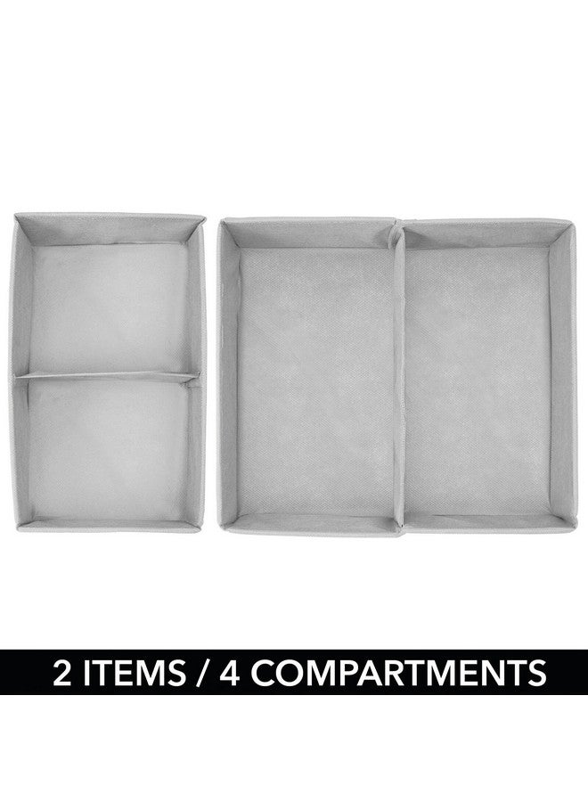 mDesign Fabric Drawer Organizer Bins, Kids/Baby Nursery Dresser, Closet, Shelf, Playroom Organization, Hold Clothes, Toys, Diapers, Bibs, Blankets, Set Of 2, 4 Pack, Gray/White Polka Dot - Image 4