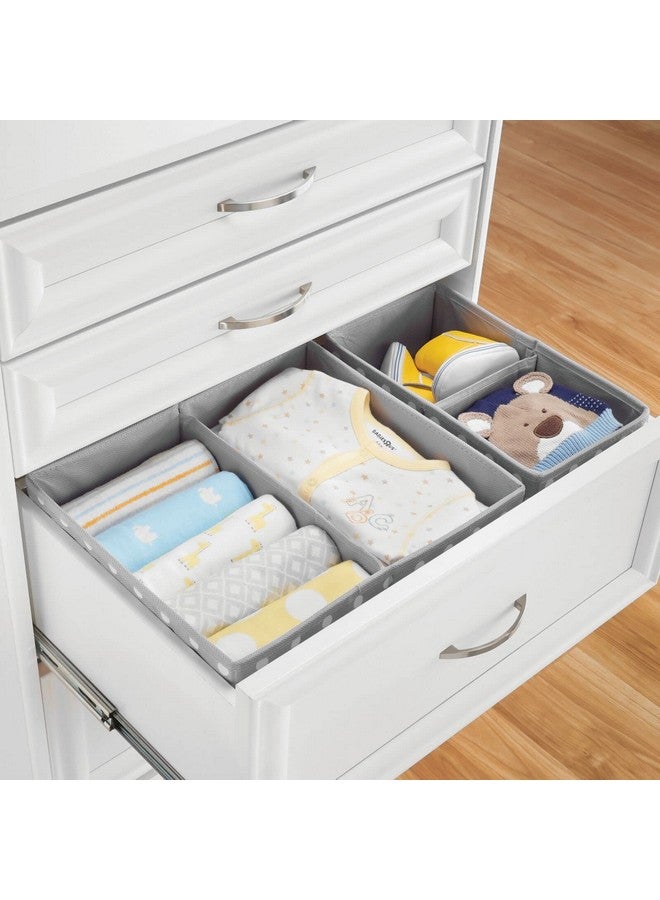 mDesign Fabric Drawer Organizer Bins, Kids/Baby Nursery Dresser, Closet, Shelf, Playroom Organization, Hold Clothes, Toys, Diapers, Bibs, Blankets, Set Of 2, 4 Pack, Gray/White Polka Dot - Image 2