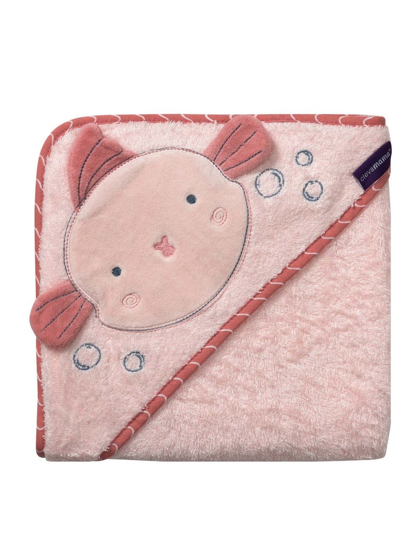 كليفاماما منشفة استحمام للاطفال من بامبو مريلة - زهري - Image 2