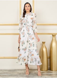 Styli Floral Print Button Detail Shirt Maxi Dress  - Image 1