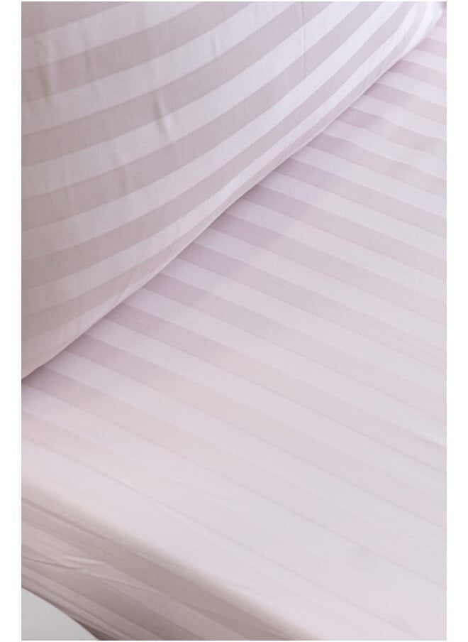 MEHALLA - Fitted Sheet Set-Satin Stripe 2cm 1 Bed Sheet - 2 Pillowcases - Rose - 160*200+35 - 100% Egyptian Cotton - Image 1