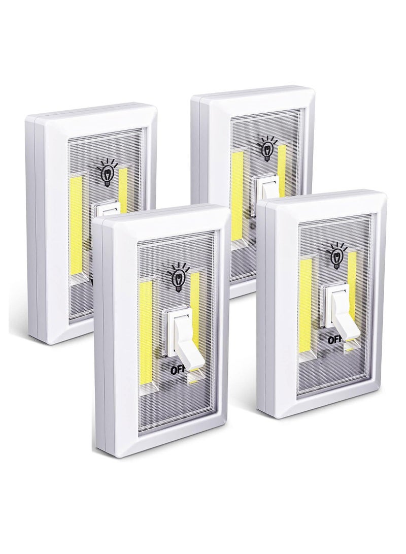 سيوسي مفتاح ضوء ليلي LED ، 12 بطارية إجمالية ، 200 Lumen Wireless COB LED ضوء ، مثالي للخزانة ، الرف ، الخزانة ، المرآب ، المطبخ ، الدرج ، بطارية تديرها ، 4 عبوات  - Image 1