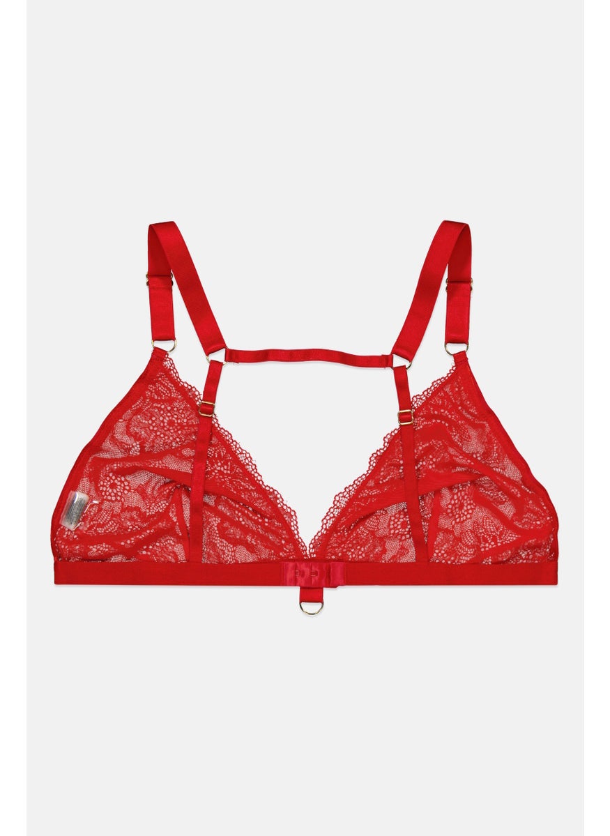 We Are We Wear - Women Non Padded Lace Bra, Red - Image 1