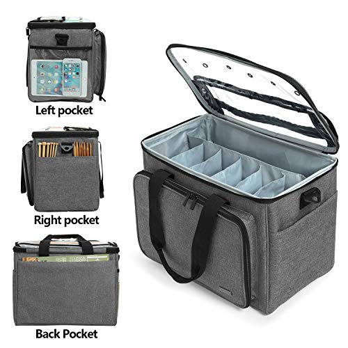 Teamoy Knitting Bag, Yarn Tote Organizer with Inner Divider (Sewn to Bottom) for Crochet Hooks, Knitting Needles(Up to 14”), Project and Supplies -No Accessories Included, Gray - Image 5