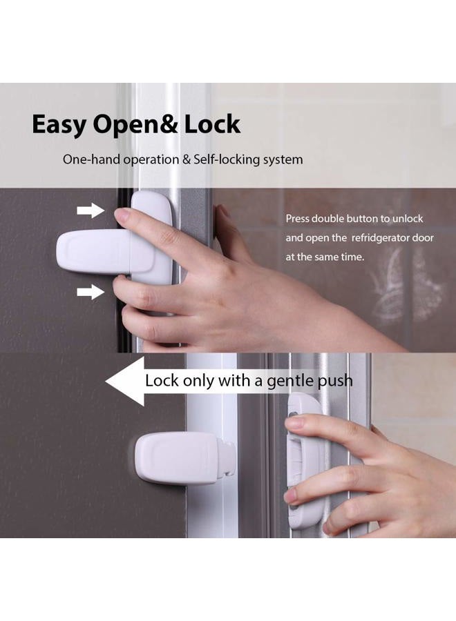 Eudemon Home Refrigerator Fridge Freezer Door Lock Latch Catch Toddler Kids Child Cabinet Locks Baby Safety Child Lock Easy to Install and Use 3M Adhesive no Tools Need or Drill (White, 1 Pack) - Image 3