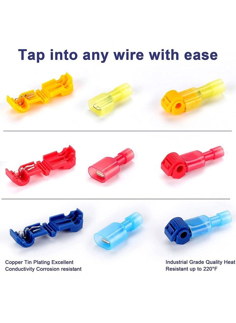 SYOSI - 120 T-Tap Wire Connector Terminal Insulation Male Quick Disconnect Spade Terminal Classification Kit - Image 1