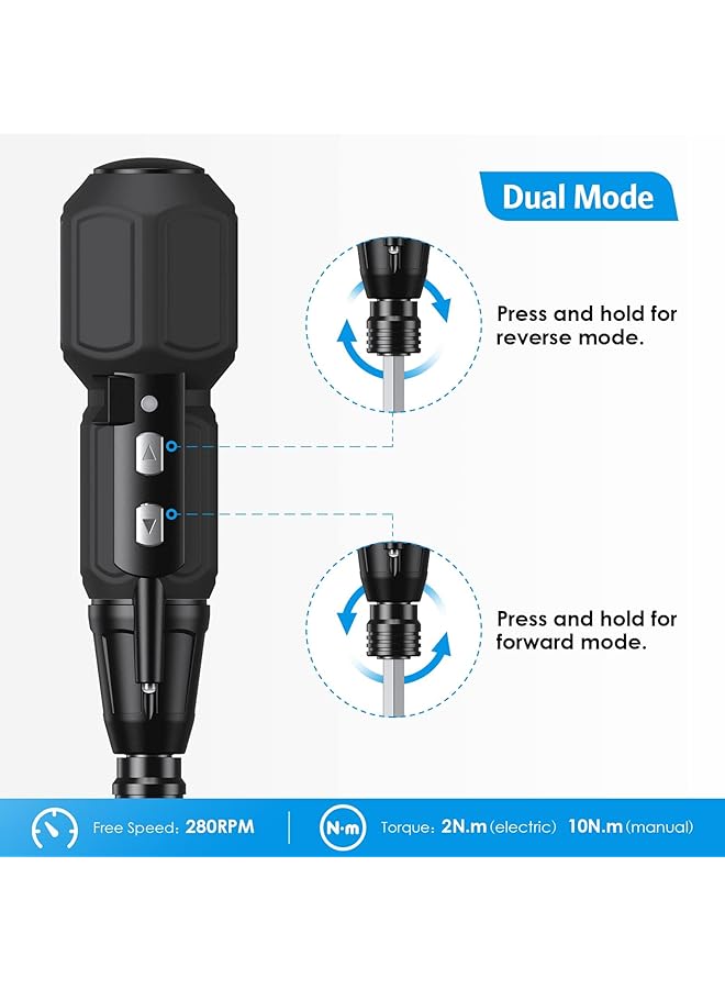 erorex Electric Screwdriver Cordless Rechargeable Power Screwdrivers Set Portable Automatic Home Repair Tool Kit With Led Lights And Usb Cable - Image 4