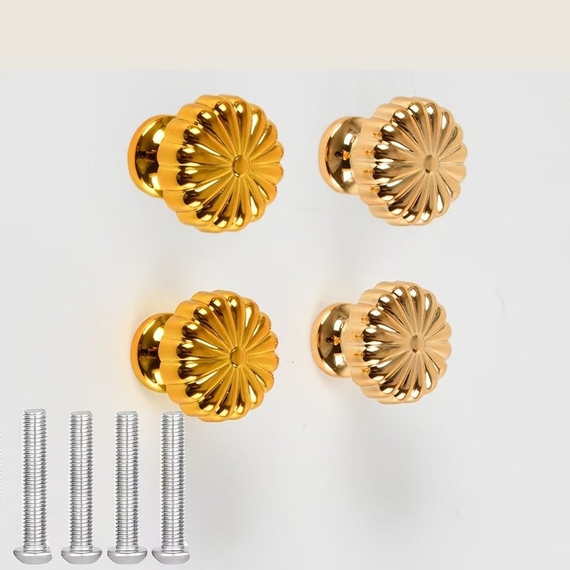 Golden Pumpkin Cabinet Handles 4 Sets Modern Drawer Door Pulls - Image 1