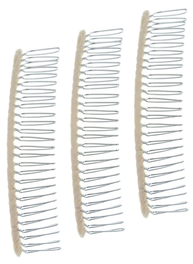 Enchanted Brides 27 Teeth Fancy DIY Tulle-Wrapped Metal Wire Hair Combs for Bridal Wedding Veil Combs(#C266x3) (Champagne) - Image 1