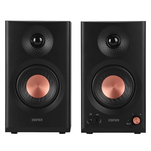 Edifier MR3 Powered Studio Monitor Speakers HiRes Audio Certified Bluetooth V54 Active Bookshelf Loudspeakers 20 Computer Speaker with Headphone Output RCA AUX Balanced TRS Input Black Pair - Image 3