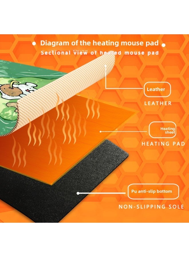 Line Puppy Heating Pad Extra Large Heated Mouse Pad Office Book Desktop Pad Student Computer Writing Hand Warmer Pad-Color:330*800*2mm-Pattern:Leather Model-one Piece Diy - Image 5