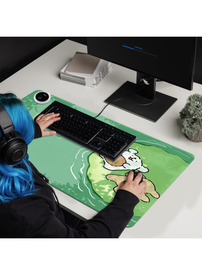 Line Puppy Heating Pad Extra Large Heated Mouse Pad Office Book Desktop Pad Student Computer Writing Hand Warmer Pad-Color:330*800*2mm-Pattern:Leather Model-one Piece Diy - Image 3