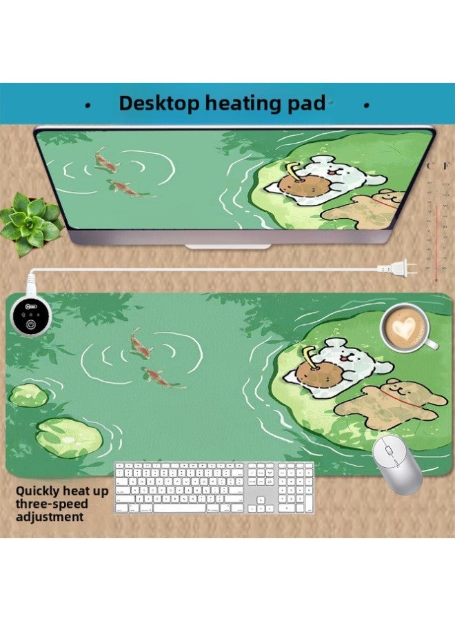 Line Puppy Heating Pad Extra Large Heated Mouse Pad Office Book Desktop Pad Student Computer Writing Hand Warmer Pad-Color:330*800*2mm-Pattern:Leather Model-one Piece Diy - Image 2
