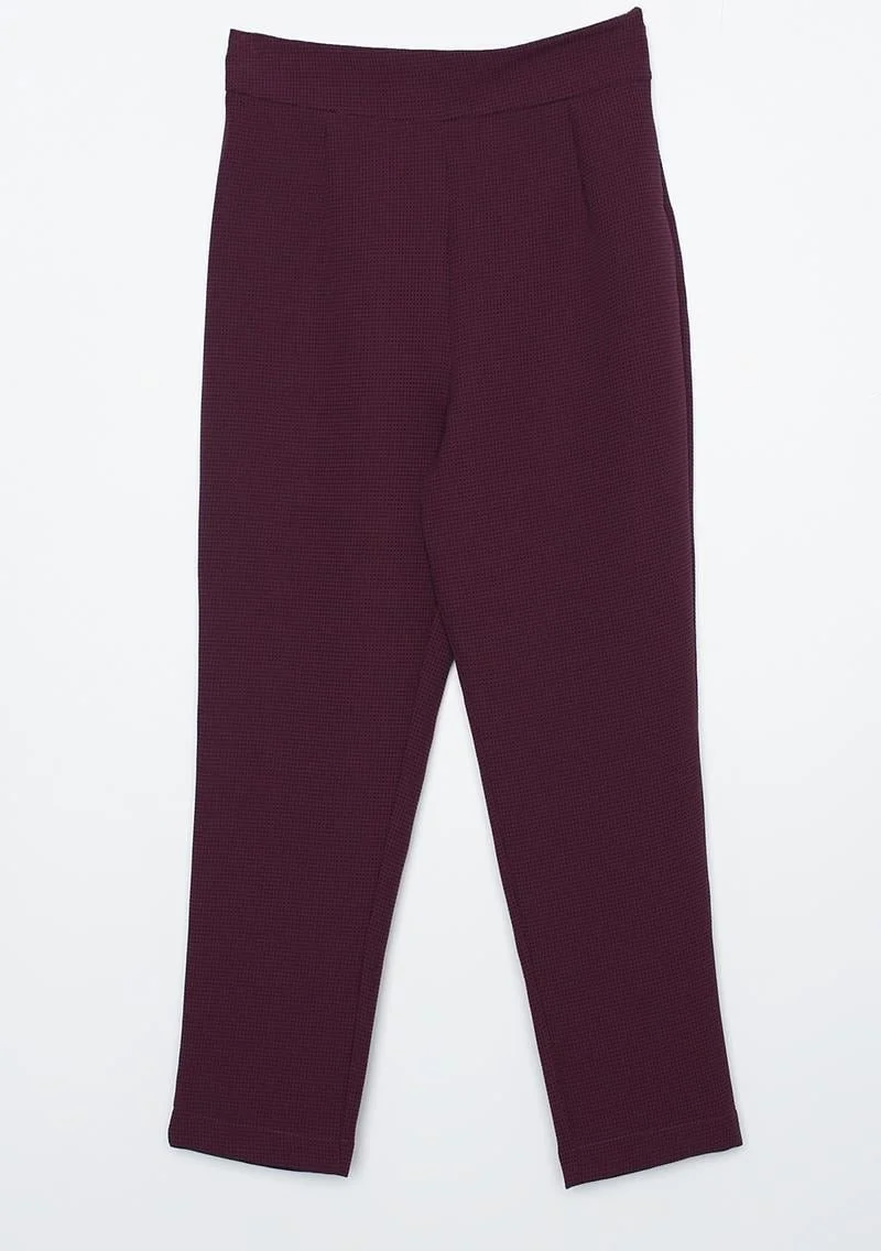 Allday Plum-Jacquard Classic Casual Trousers