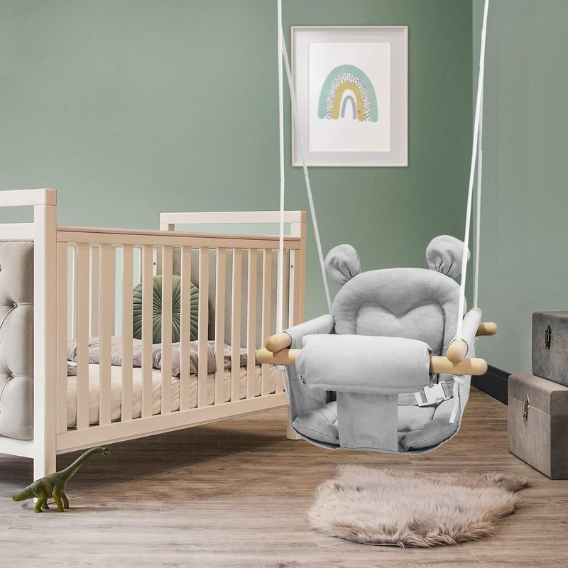 GFU Baby Swing, Canvas Baby Swings for Infants, Secure Baby Swing Outdoor, Toddler Swing for Indoors, Wooden Hanging Baby Swing Seat, Hammock for Tree and Backyard - Image 4