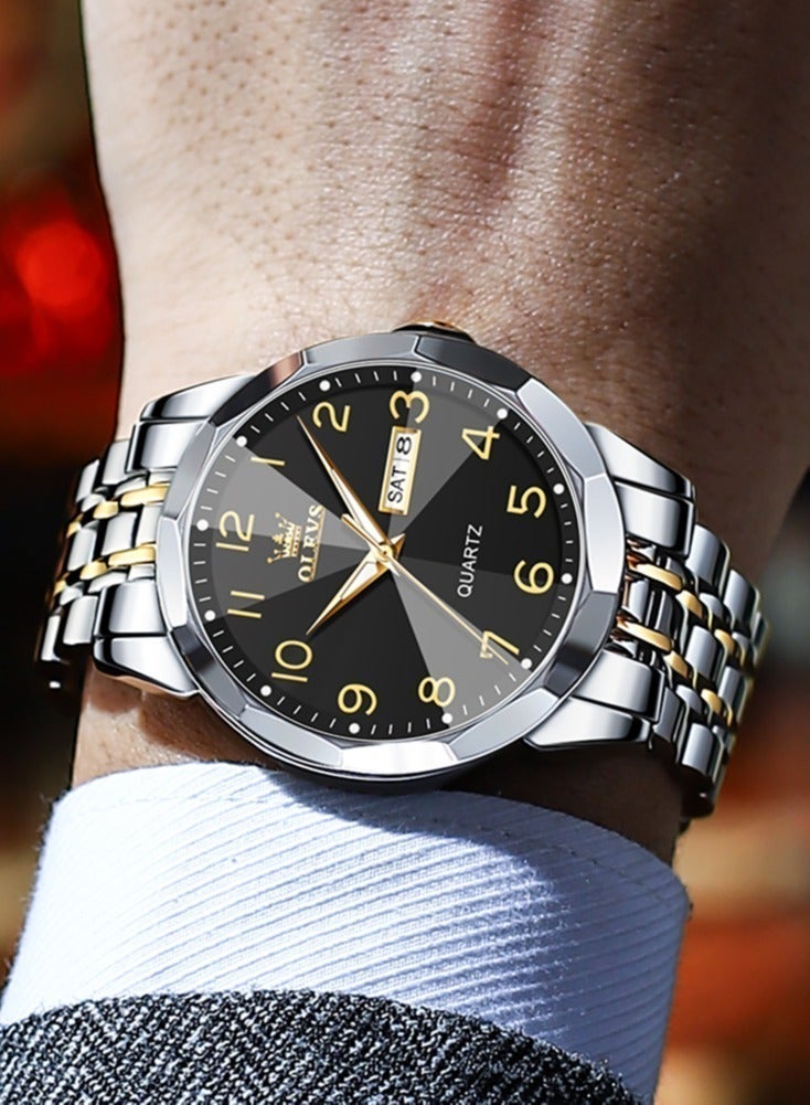 OLEVS Watch for Man Waterproof Men's Watches Digital Dial Quartz Watch for Man Luminous Stainless Steel Wristwatch Male Date Week - Image 4