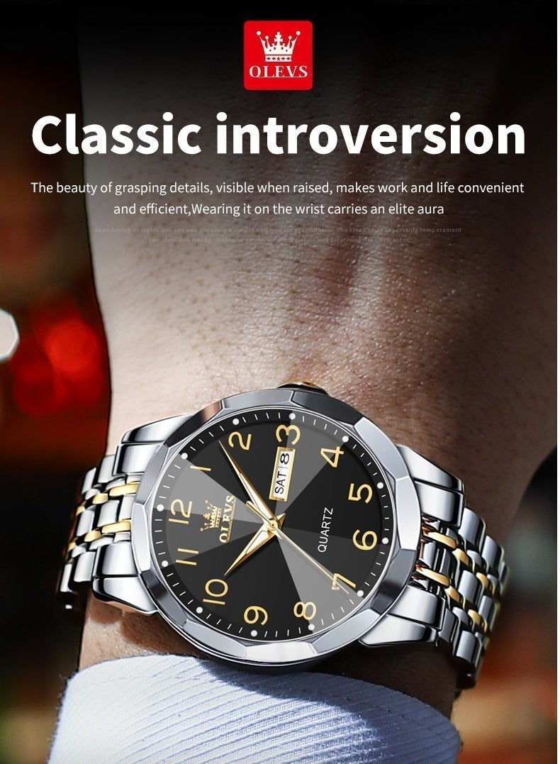 OLEVS Watch for Man Waterproof Men's Watches Digital Dial Quartz Watch for Man Luminous Stainless Steel Wristwatch Male Date Week - Image 5