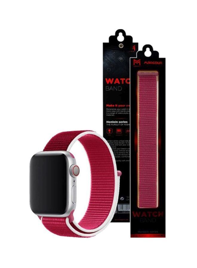 NIBEMINENT Henlein Series Nylon Band For Apple Watch 42/44mm Cherry/White - Image 1