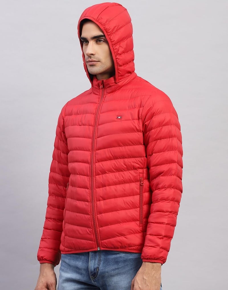Monte Carlo Mens Solid Red Hooded Full Sleeve Jacket (224261792-1-40) - Image 2