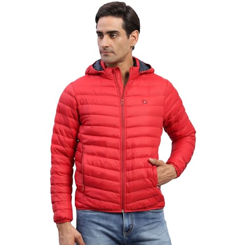 Monte Carlo Mens Solid Red Hooded Full Sleeve Jacket (224261792-1-40) - Image 1